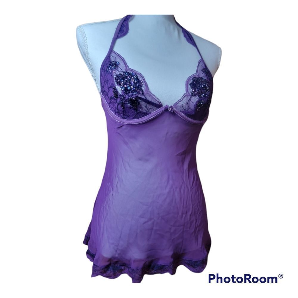 Victoria's Secret Very Sexy Purple Lace Embellished Nightie - Picture 5 of 6